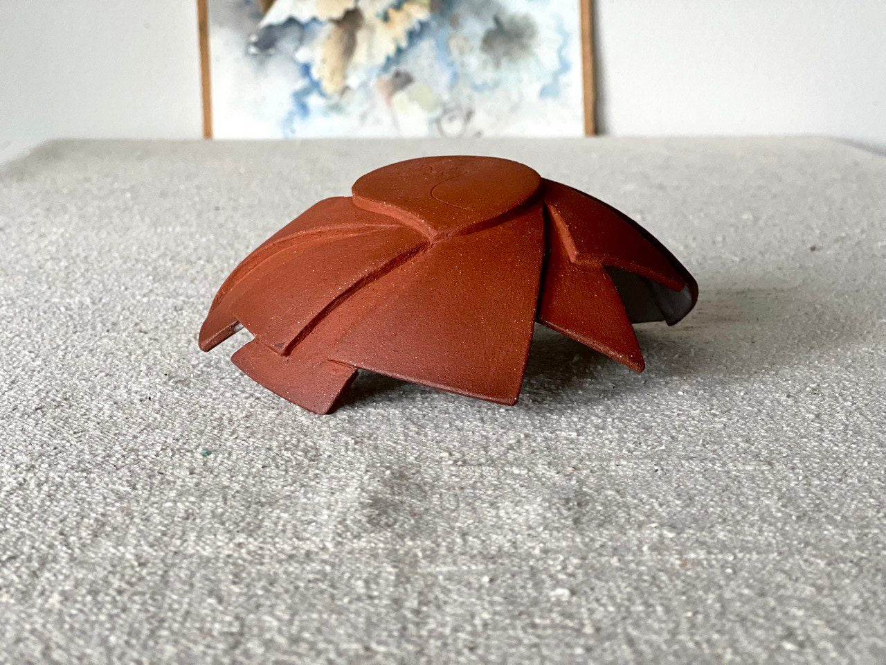 7" Geometric Red Crackle Bowl