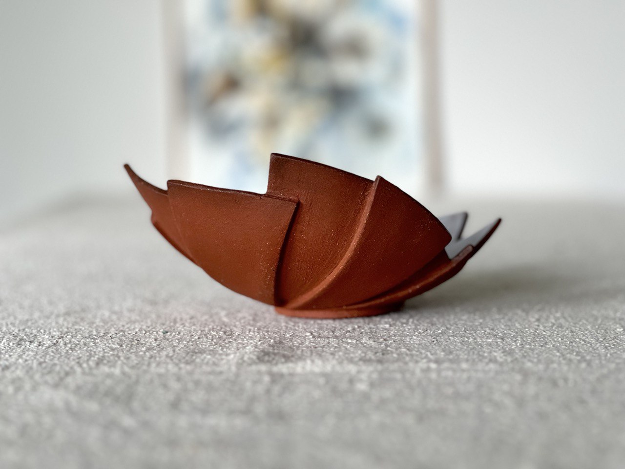 7" Geometric Red Crackle Bowl