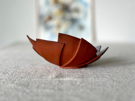 7" Geometric Red Crackle Bowl