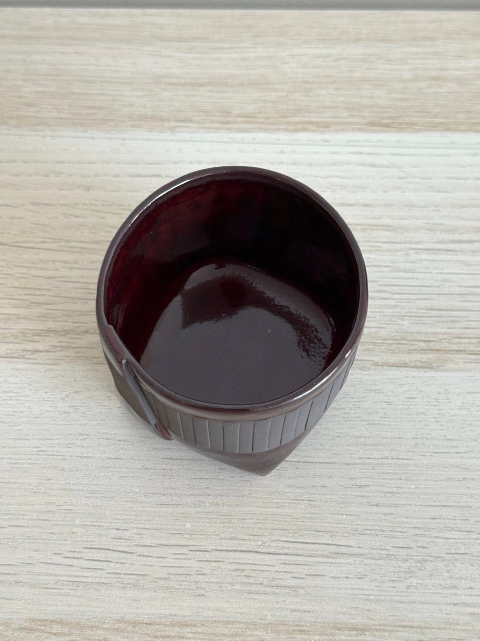 Maroon Striped Yunomi Tea Cup | 7oz