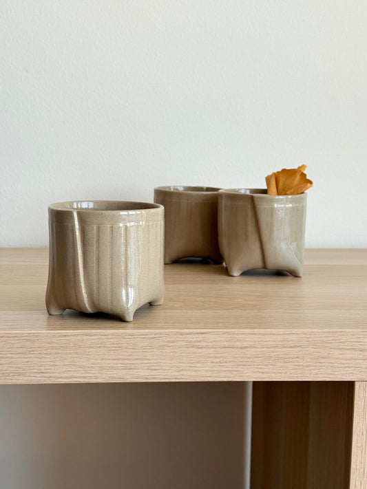Beige Fluted Yunomi | 8 oz + 9 oz