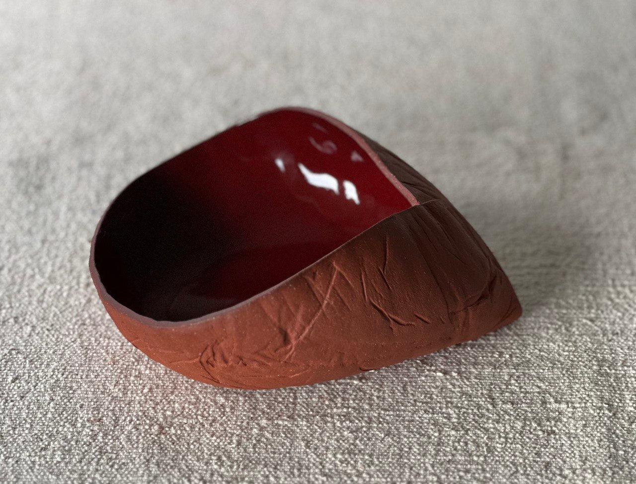 7" Red Textured Conic Bowl