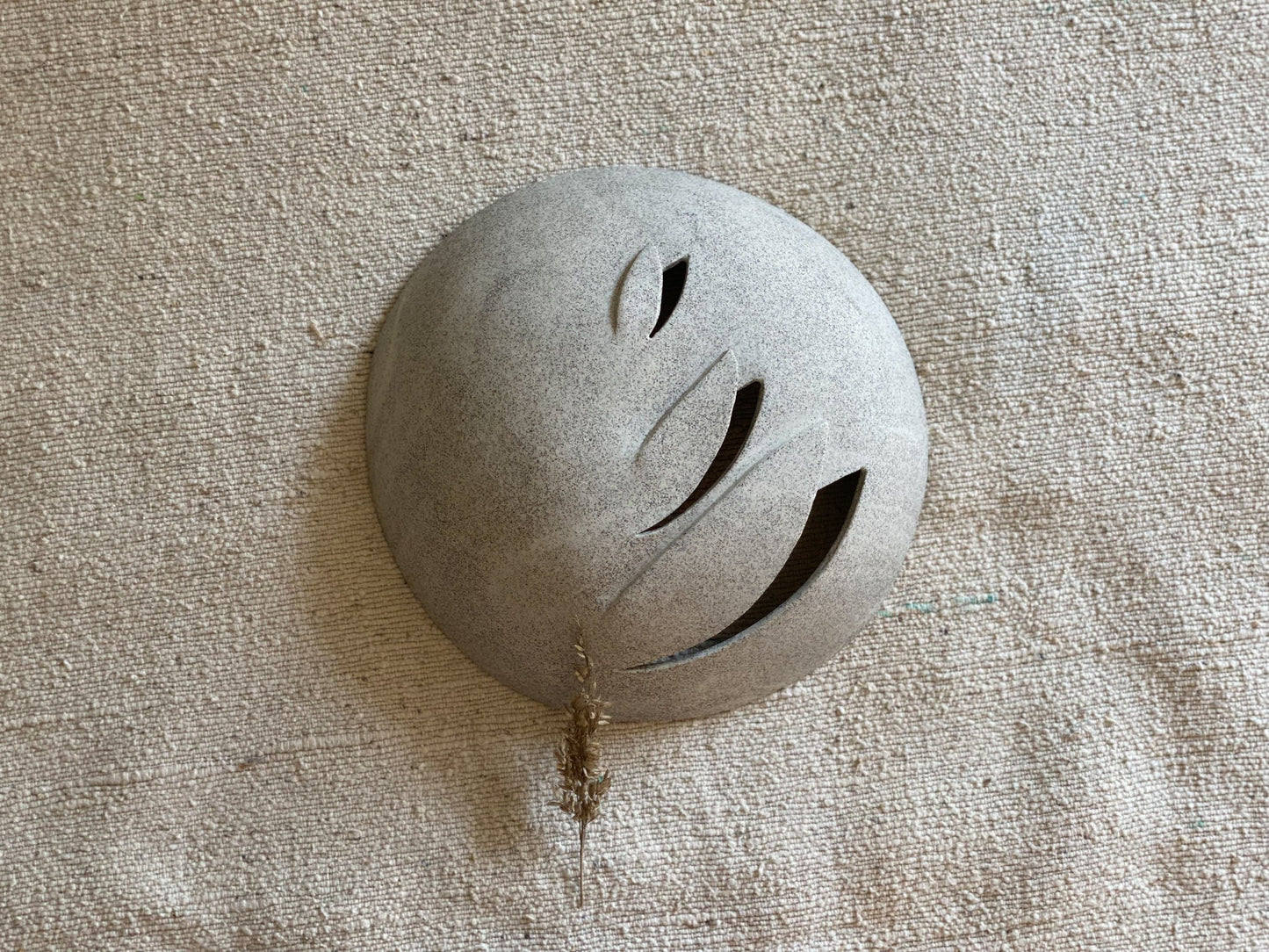 White Ceramic Bowl with Leaf Cutouts