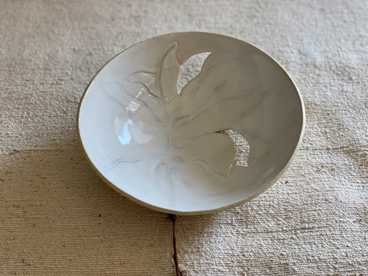 White leaf Design Decorative Bowl