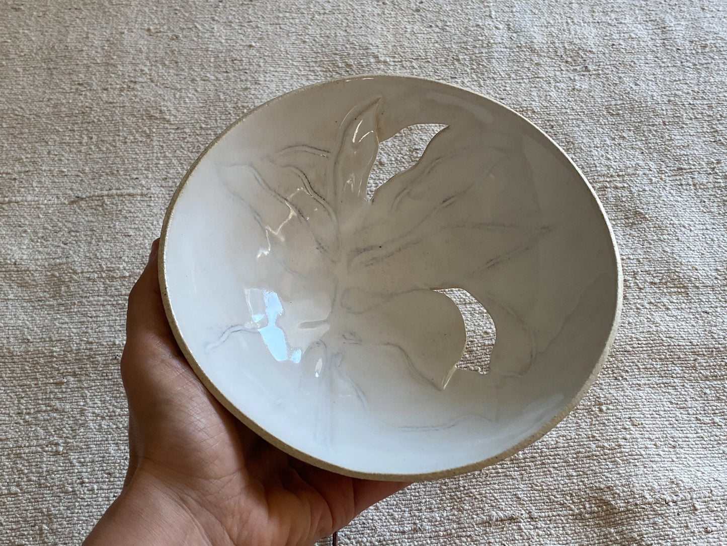 White leaf Design Decorative Bowl