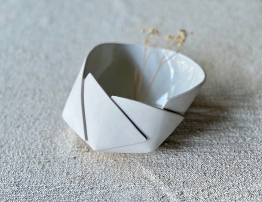 7" Geometric Porcelain Bowl