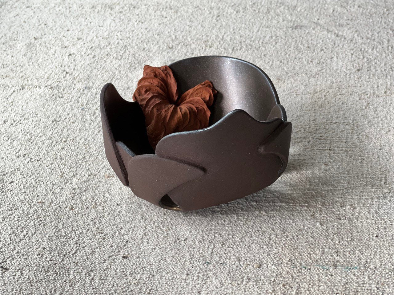 Burnt Umber and Gold Leaf Decorative Bowl